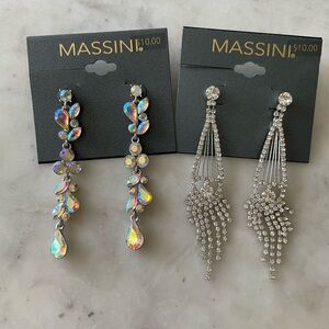 NWT- Two Shimmering Pair of Earrings. Dangle Fashion Statement Earrings